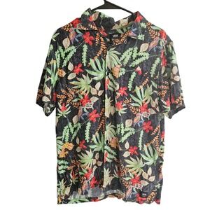 Vans Crayola Collab Floral Print Button Up Short Sleeve Shirt Classic Fit Size S